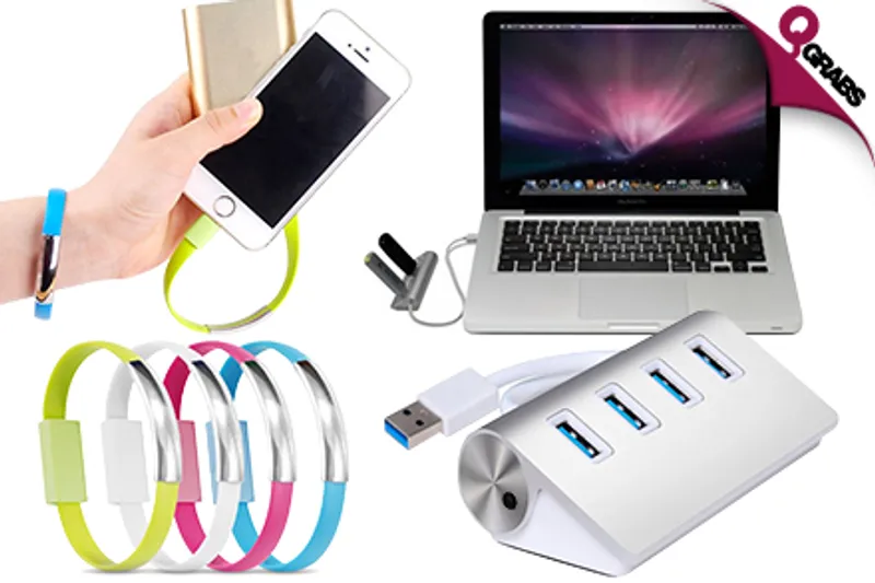 From QR45 Sync speedier and wear in style with a 4-Port USB 3.0 Hub PLUS a USB Cable Bracelet! (Up to QR248 Value)